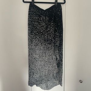 Haute Hippie Black and White Midi Skirt, 100% Silk